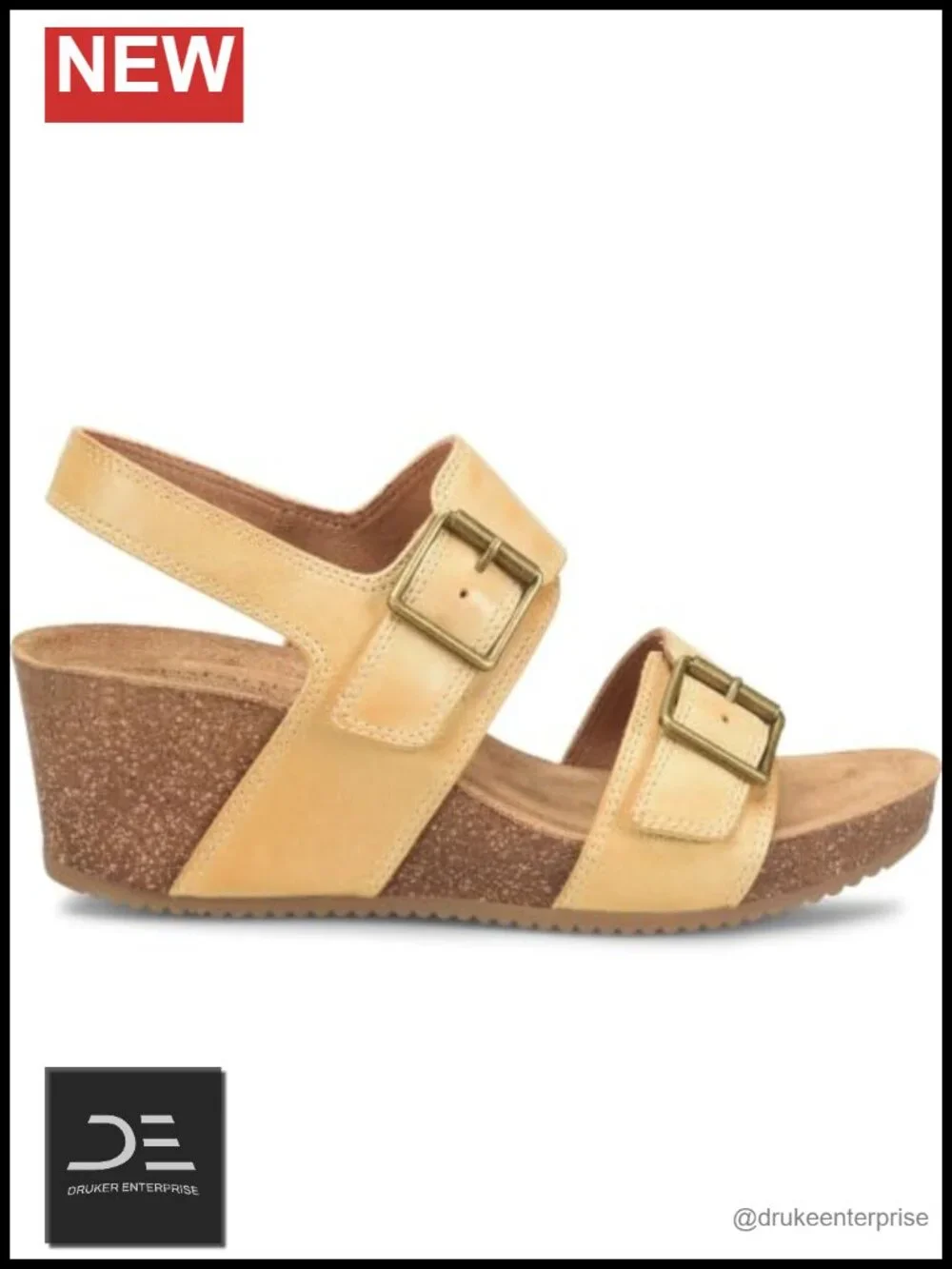 Comfortiva Women's Erlina Wedge Sandals - Leather Adjustable Hook & Loop